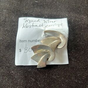 Abstract Silver Earrings